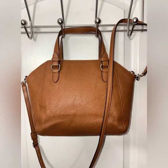 Coach Pebbled Leather Structured Satchel Crossbody Brown - Picture 5 of 12